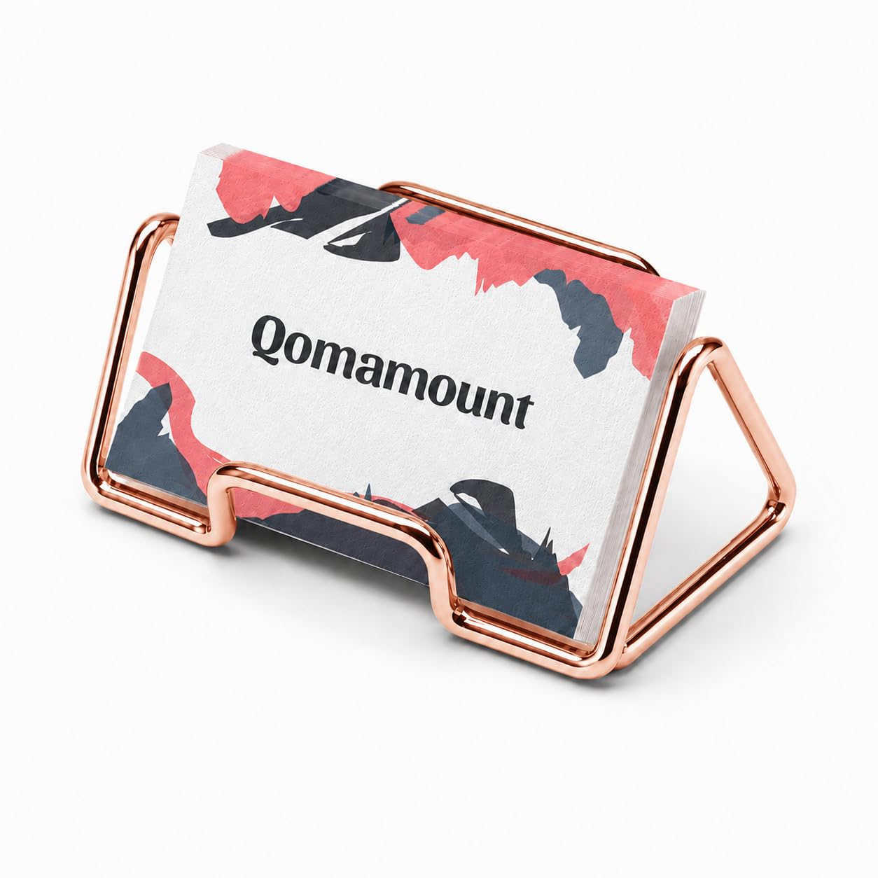 Qomamount Business Card Holder,Cute Heart-Shaped Metal Card Display Stand,Vertical Desktop Name Card Organizer,Small Phone Stand & Photo Holder for Office,Wedding,Reception,Exhibition(Rose gold)