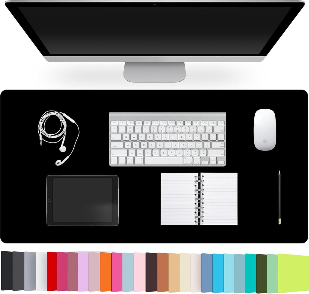 Leather Desk Pad Protector,Non-Slip Desk Pad(Black, 23.6" x 13.7")