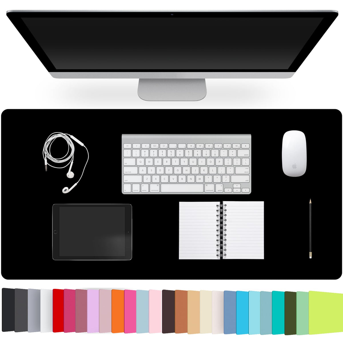 Leather Desk Pad Protector,Non-Slip Desk Pad(Black, 23.6" x 13.7")
