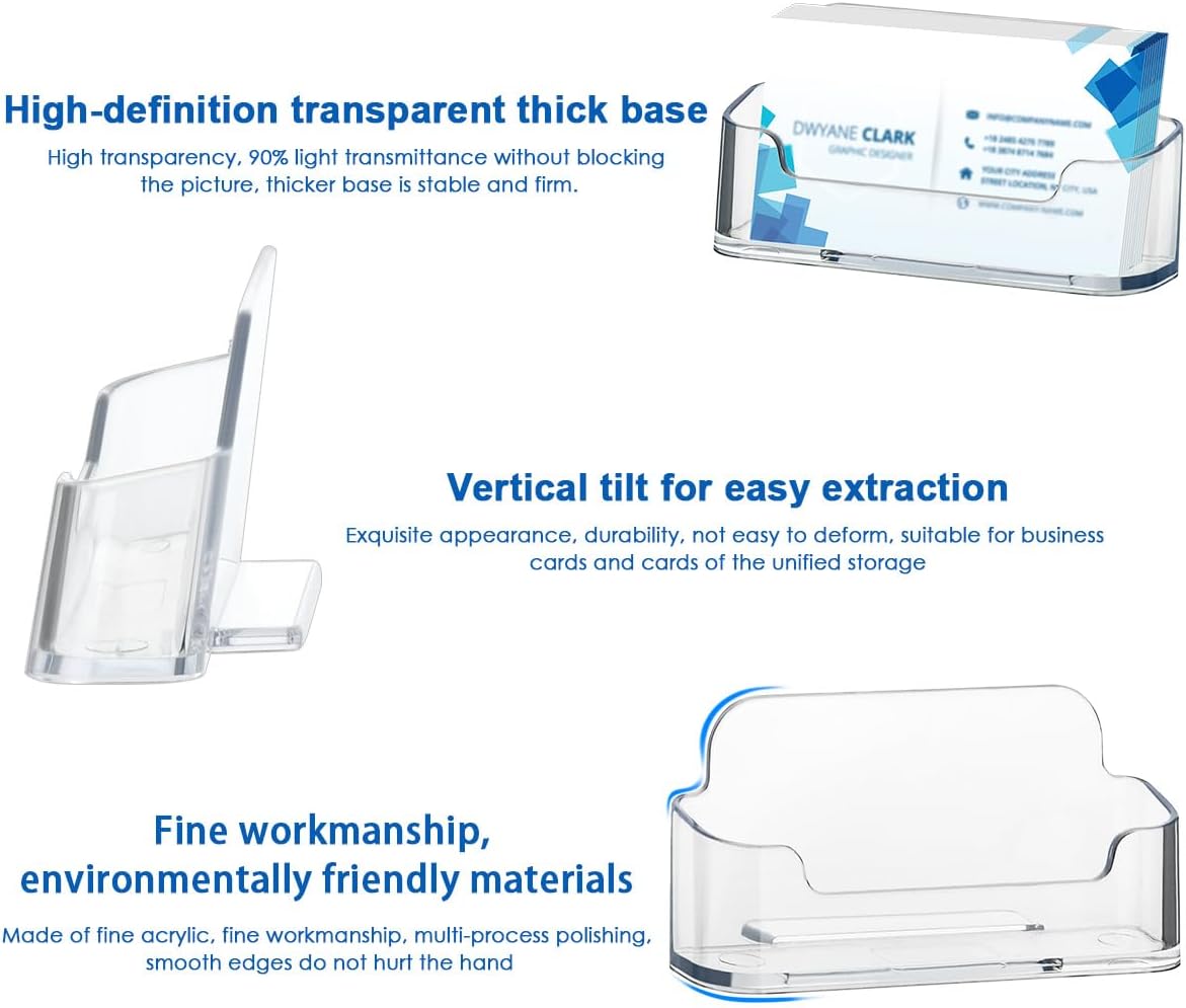 20Pack Acrylic Business Card Holder for Desk, Fits 30-50 Business Cards