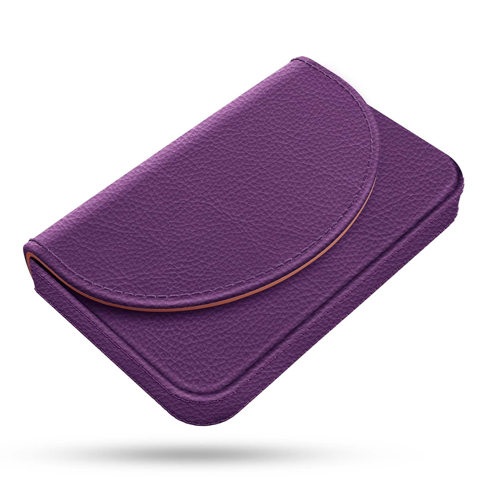 Business Card Holder，PU Leather Business Card Case Color Printing Pattern Card Holder Wallet，Pockets Magnetic Credit Card Holders for Men and Women，Bohemian Leaf
