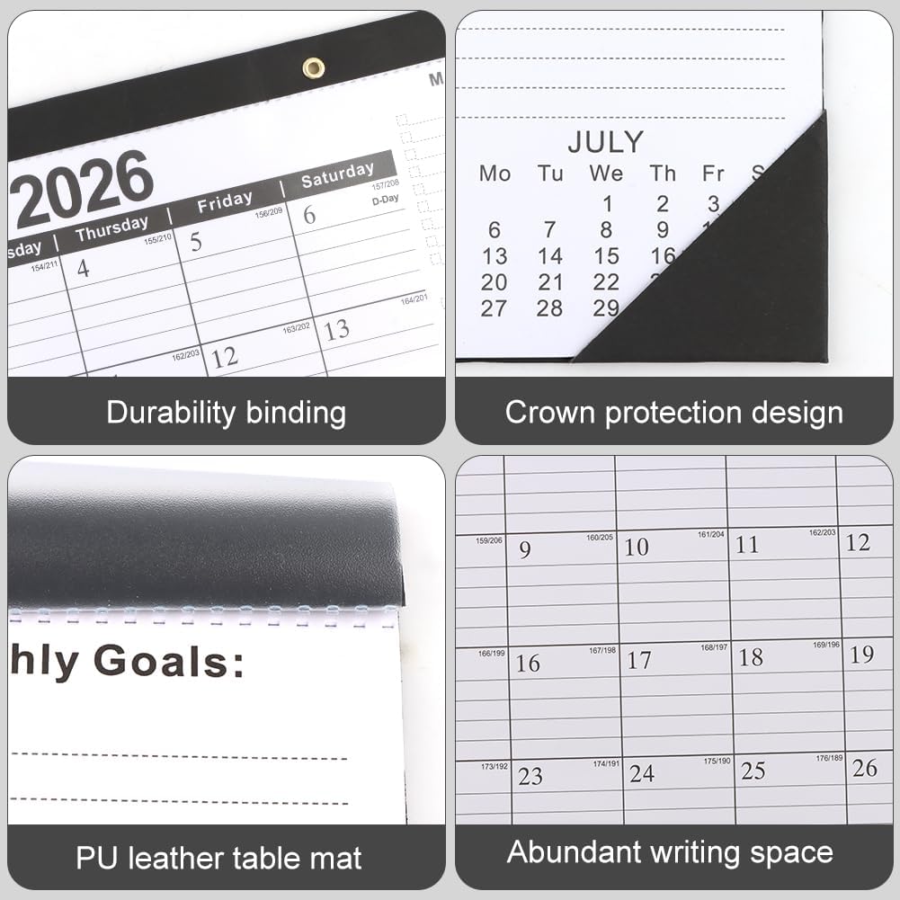 Large Desk Calendar 2026-2027, 17" x 12" Desk Pad Calendar, 19-Month Planner (Jun 2026–Dec 2027), Thick Paper Reduces Ink Bleed-Through, Previous/Next Month Reference, for Home Office School