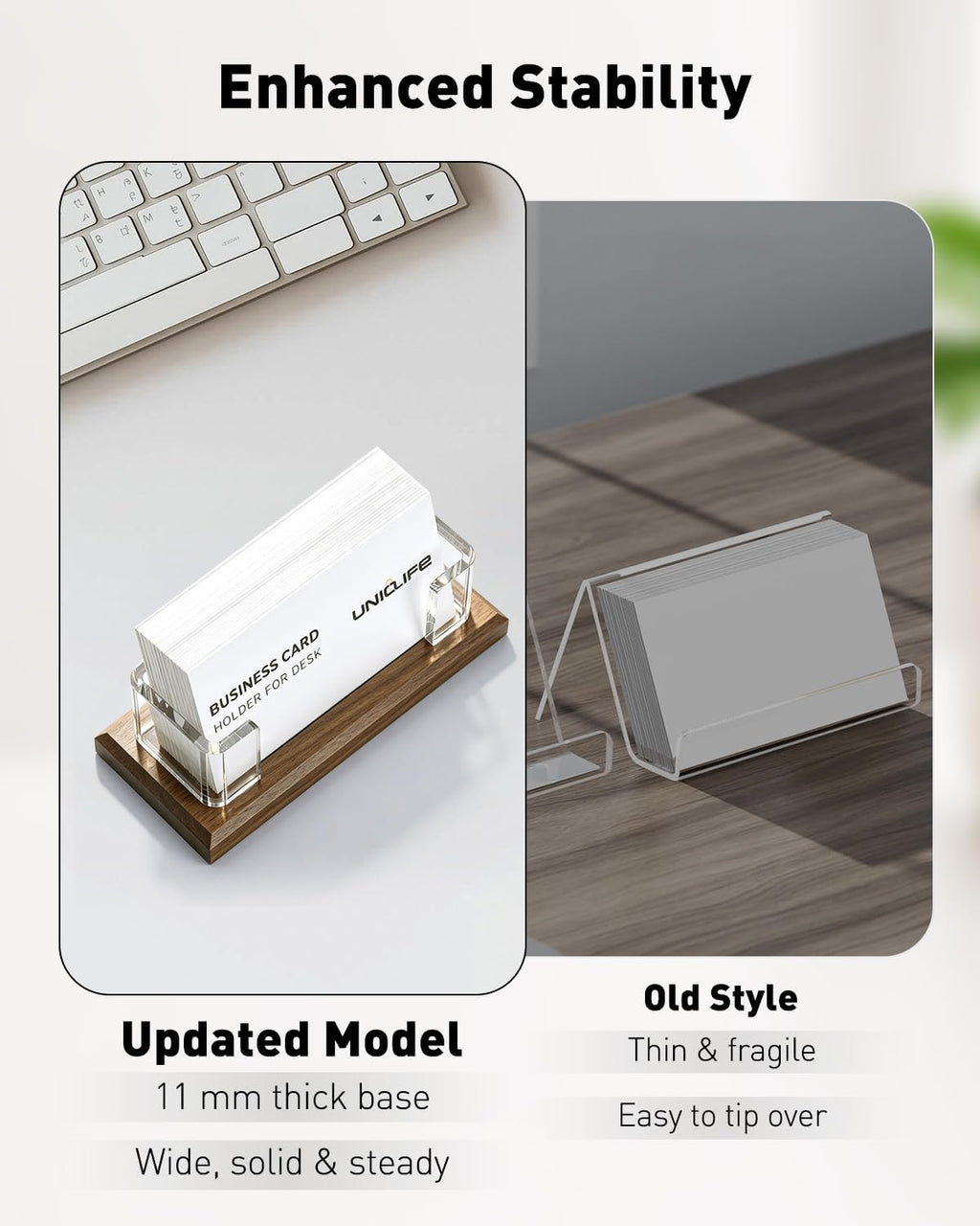 Uniclife Wooden Business Card Holder for Desk Business Card Display Stand