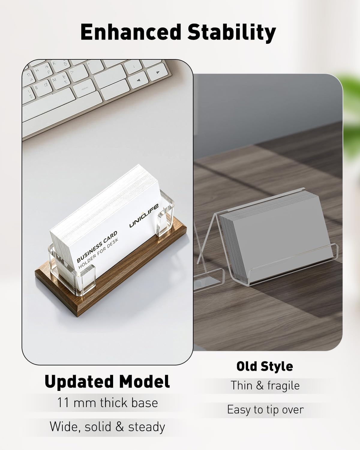 Uniclife Wooden Business Card Holder for Desk Business Card Display Stand