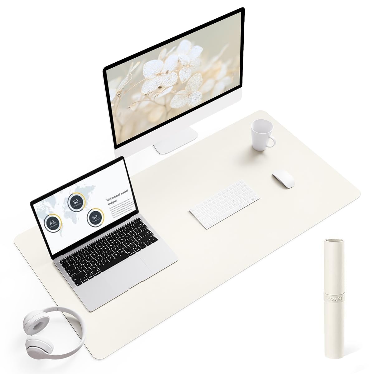 YSAGi Non-Slip Leather Desk Pad, Waterproof Laptop Computer Desk Keyboard Mat, Table Protector Blotter Mat, Large Mouse Pad for Office/Work/Home/Decor(Olive Green, 31.5" x 15.7")