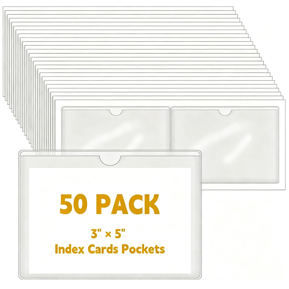 100 Pack Clear Self-Adhesive Business Card Pockets