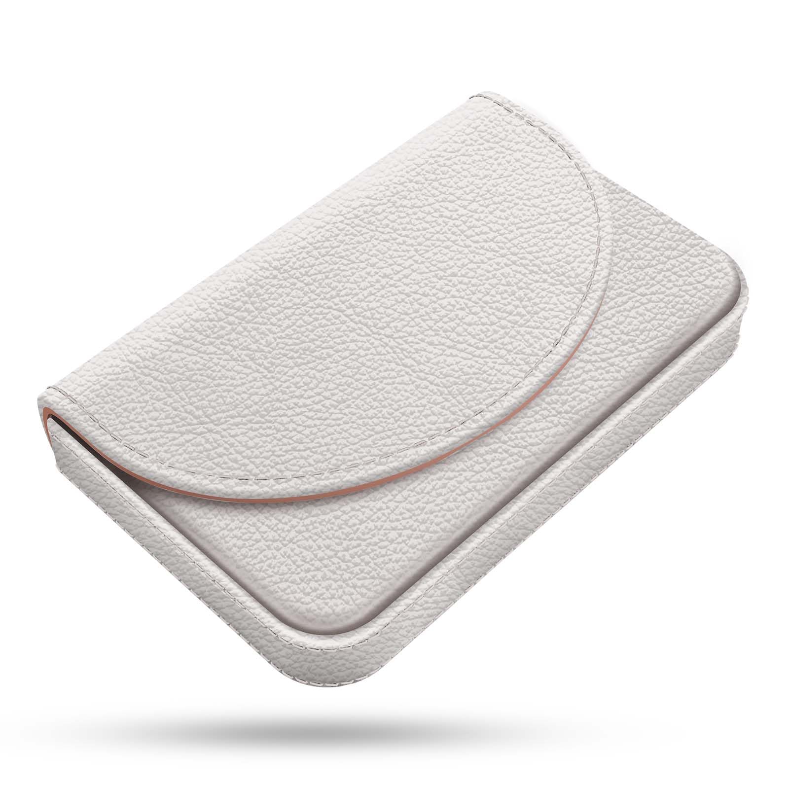 Business Card Holder，PU Leather Business Card Case Color Printing Pattern Card Holder Wallet，Pockets Magnetic Credit Card Holders for Men and Women，Bohemian Leaf