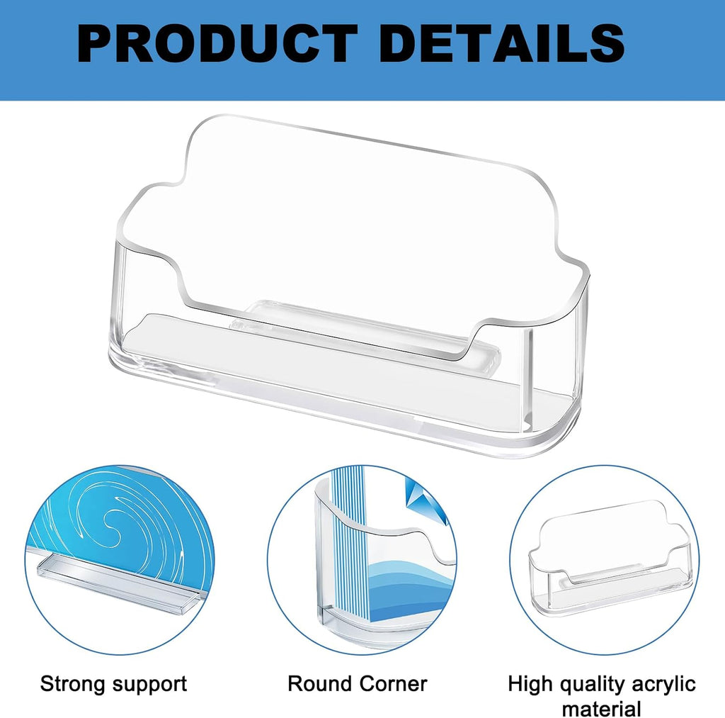 Mototo Acrylic Business Card Holder for Desk, 20 Pack Plastic Business Card Display Clear Business Card Holder Desktop Cards Stand for Home Office Exhibition Desk Table, Fits 30-50 Business Cards