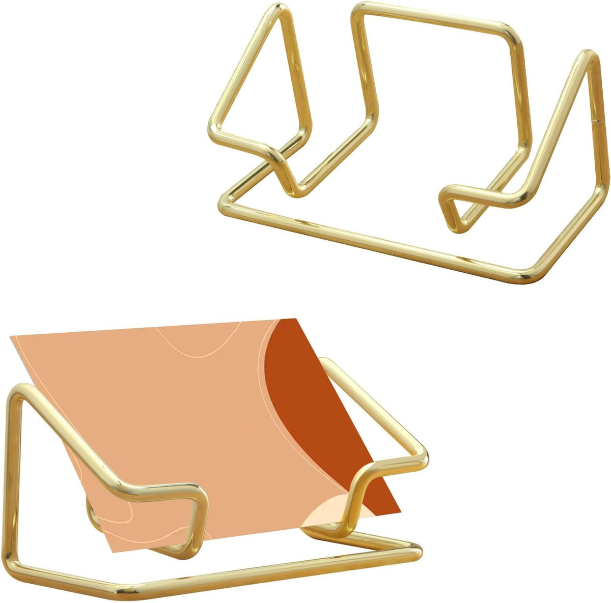 2 Pack Gold Metal Business Card Holder for Desk, Card Stand for Office Home
