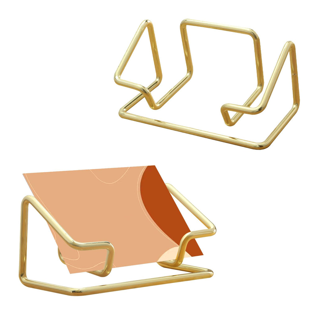 2 Pack Gold Metal Business Card Holder for Desk, Card Stand for Office Home