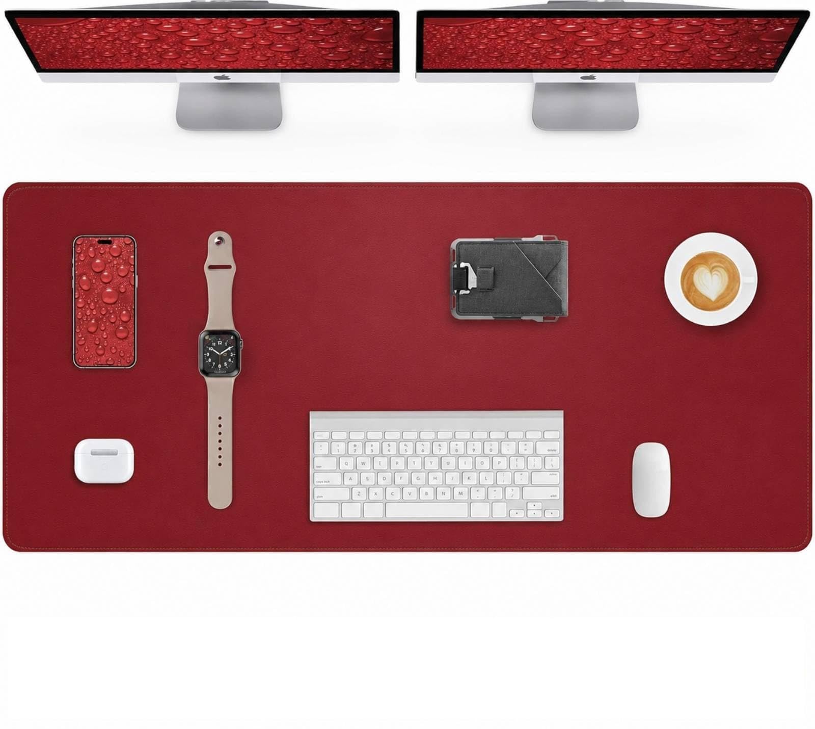 AFIING Large Desk Mat 55" x 24" - PU Leather Desk Pad Protector, Waterproof Non-Slip Extended Mouse Pad for Office Desk, Keyboard, Laptop and Home Workspace (Black)