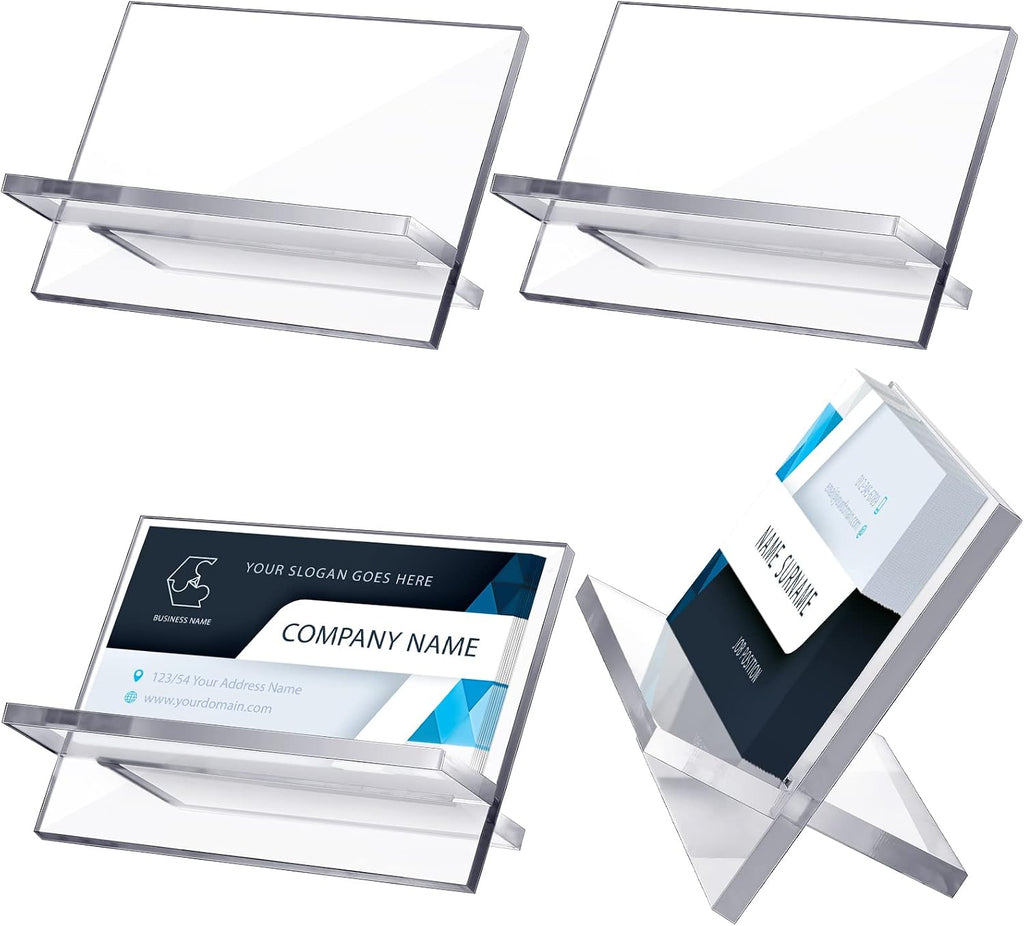 Sintuff 4 Pack Acrylic Business Card Holders, Desktop Card Display Stand
