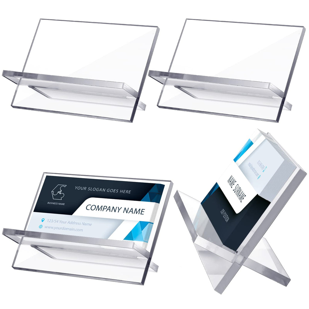 Sintuff 4 Pack Acrylic Business Card Holders, Desktop Card Display Stand
