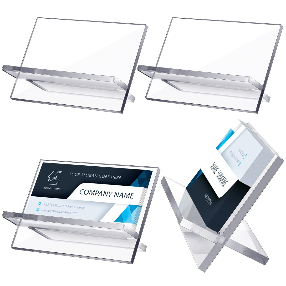 Sintuff 4 Pack Acrylic Business Card Holders, Desktop Card Display Stand