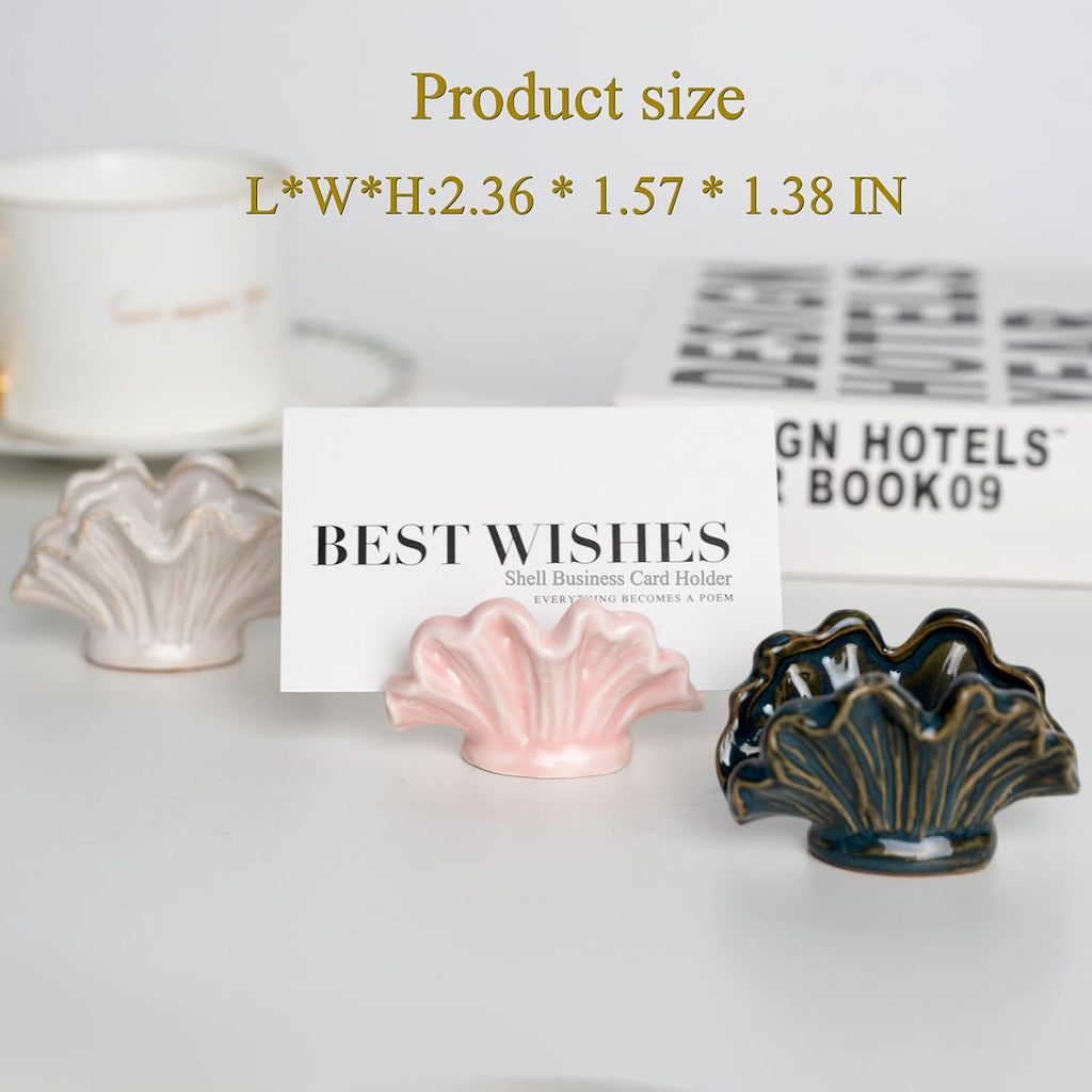 Cute Shell Business Card Holder for Desk - Vertical Display Stand