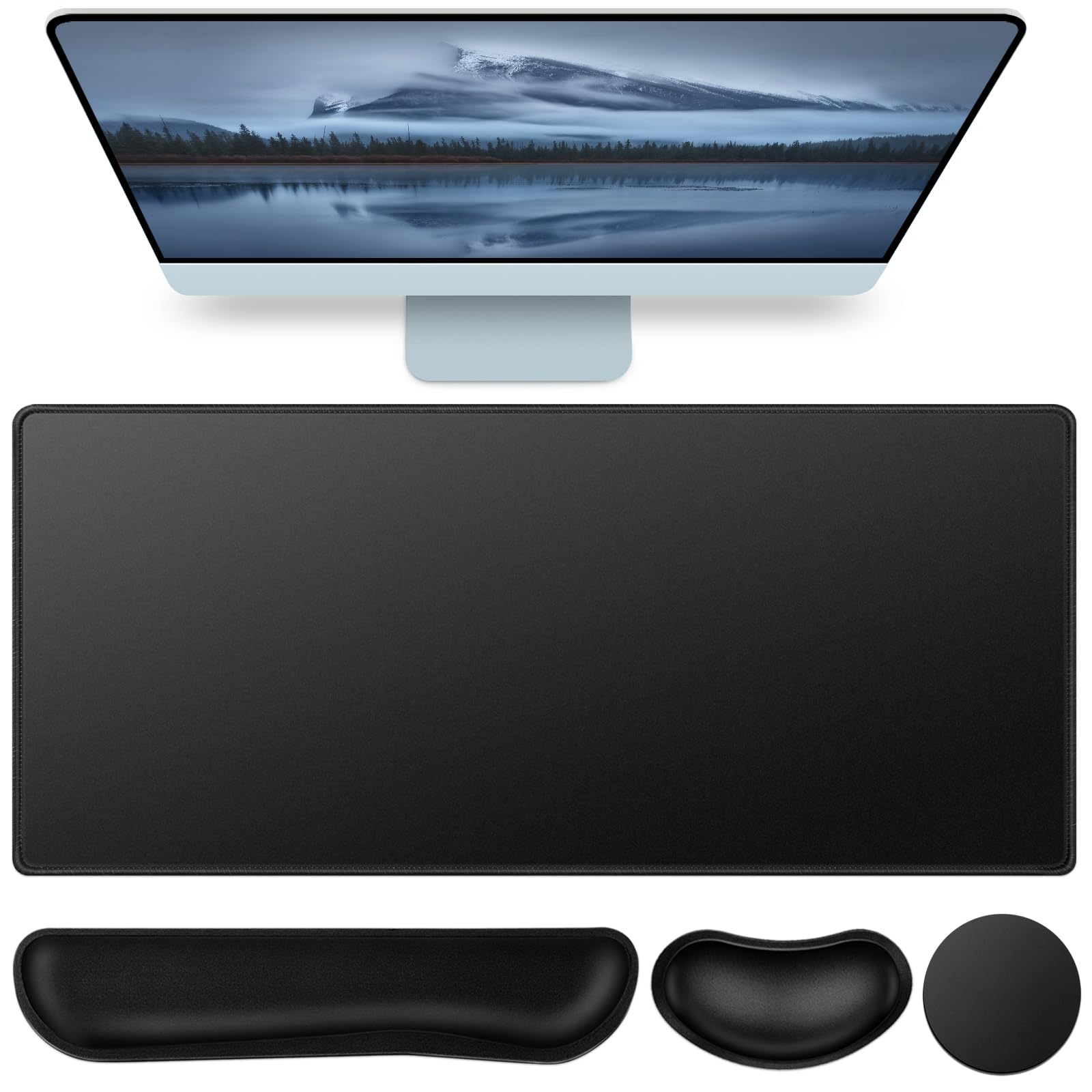 Desk Mat, Large Gaming Mouse Pad with Wrist Rest, 4in1 XXL Mousepad Floral