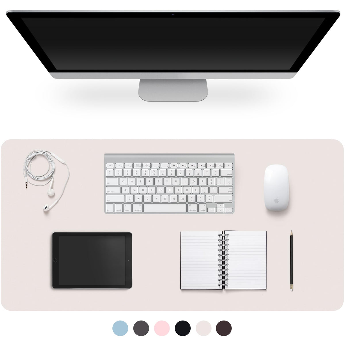 Leather Desk Pad Protector,Non-Slip Desk Pad(Black, 23.6" x 13.7")