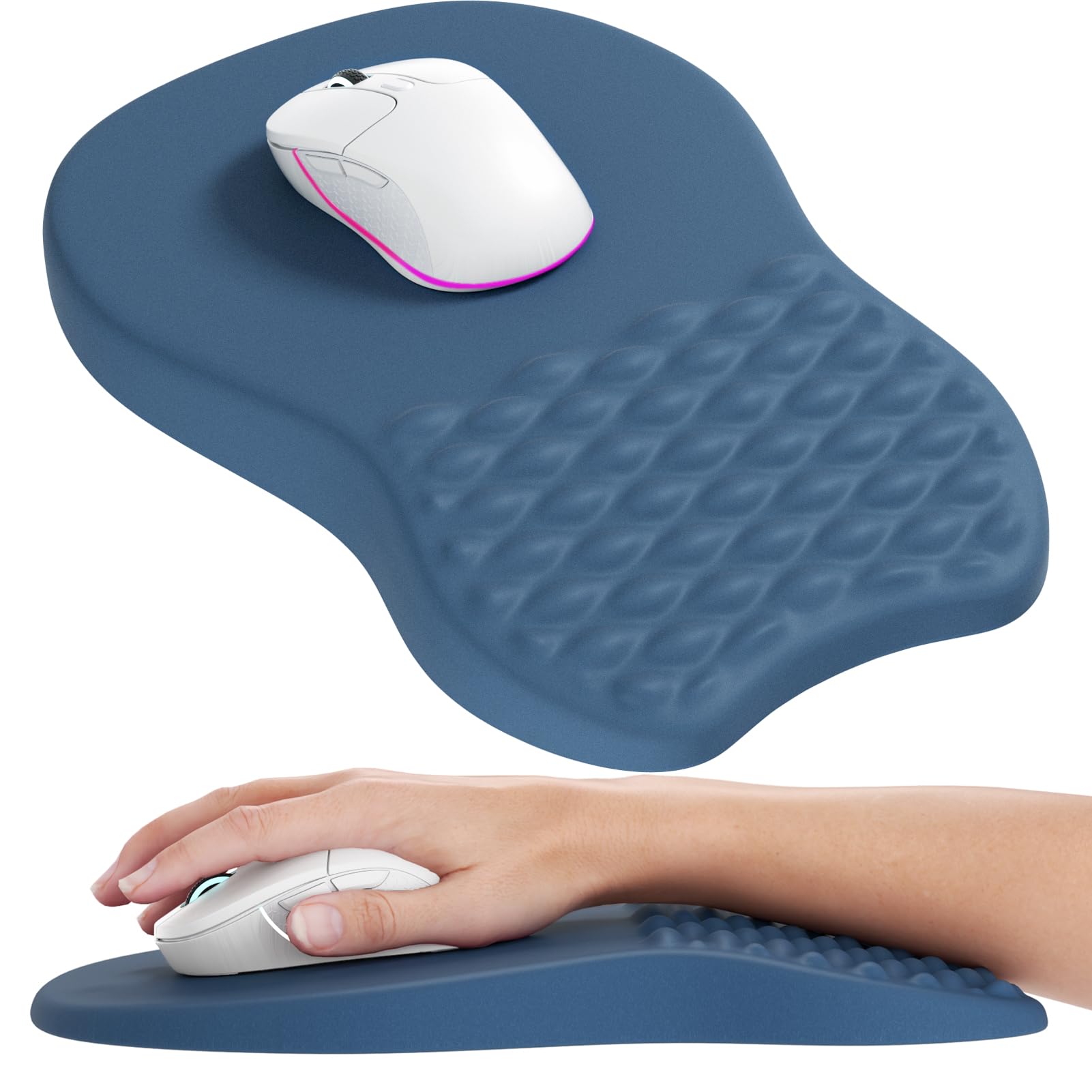 MROCO Ergonomic Mouse Pad with Wrist Support, Memory Foam Wrist Rest, Black