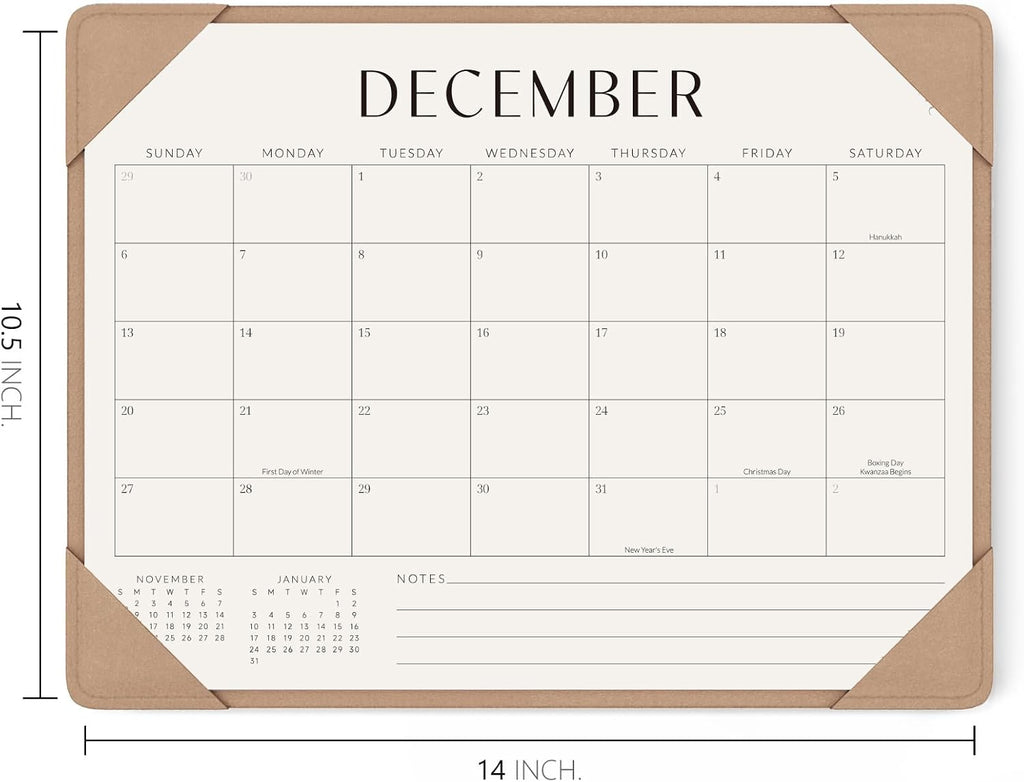 Jotsome Desk Calendar 2026-2027 with Protective Mat 14"x10.5"