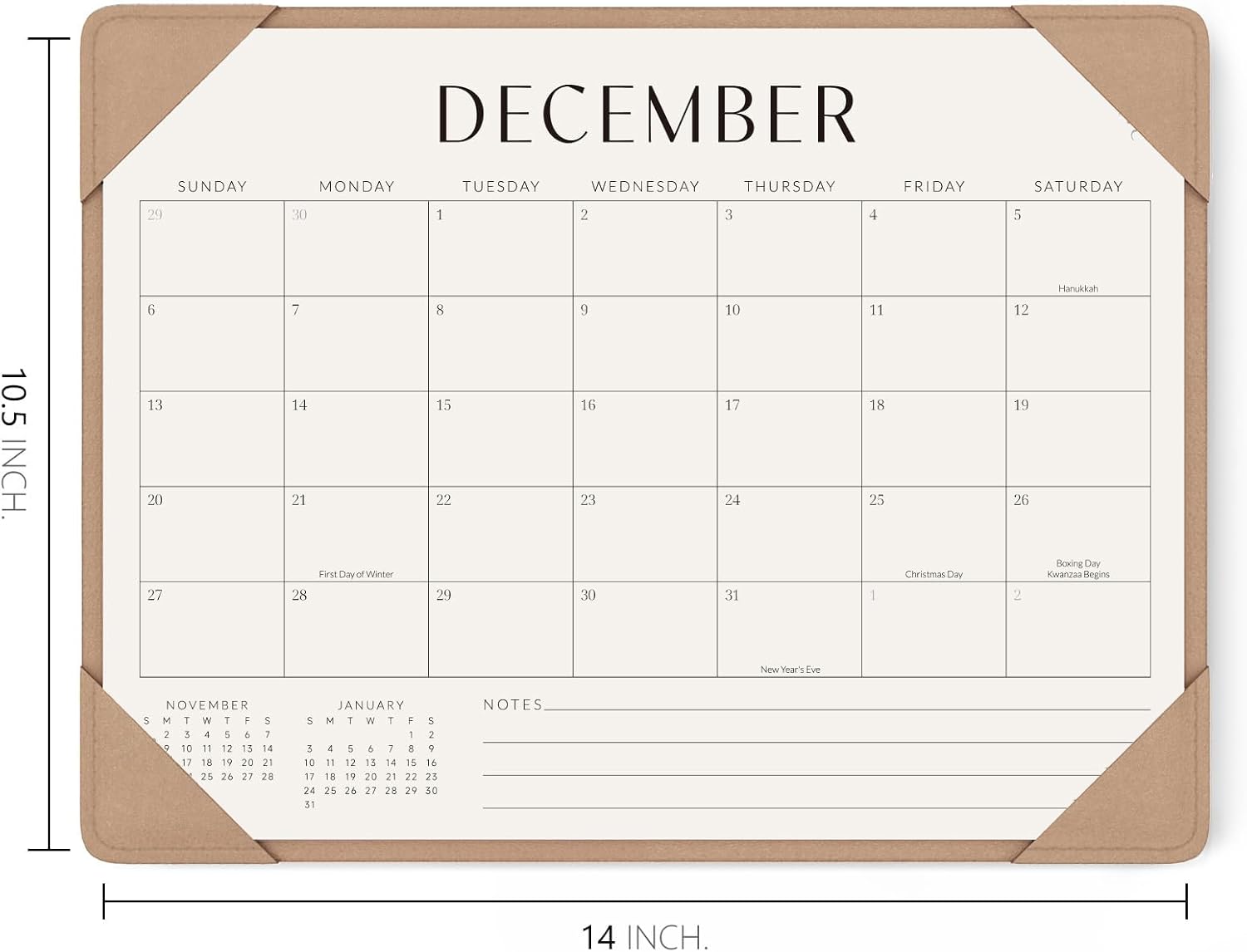 Jotsome Desk Calendar 2026-2027 with Protective Mat 14"x10.5"