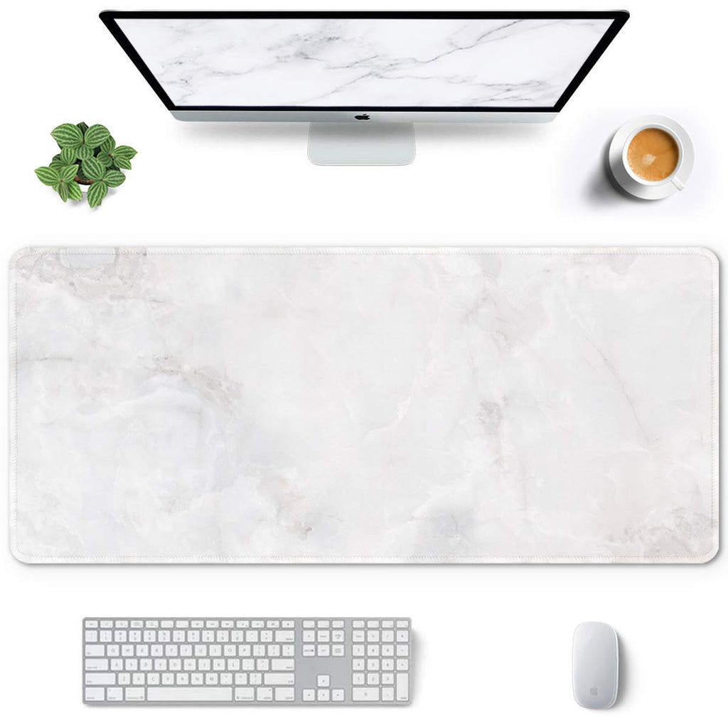 Auhoahsil Desk Mat, Ultra Large Mouse Pad, XXL Gaming Mousepad, Green Tropical Leaves Deskpad, Big Extended Full Size Mouse Pad, Desktop Desk Matt for Keyboard, Laptop & Computer, 35.5 x 15.7 in