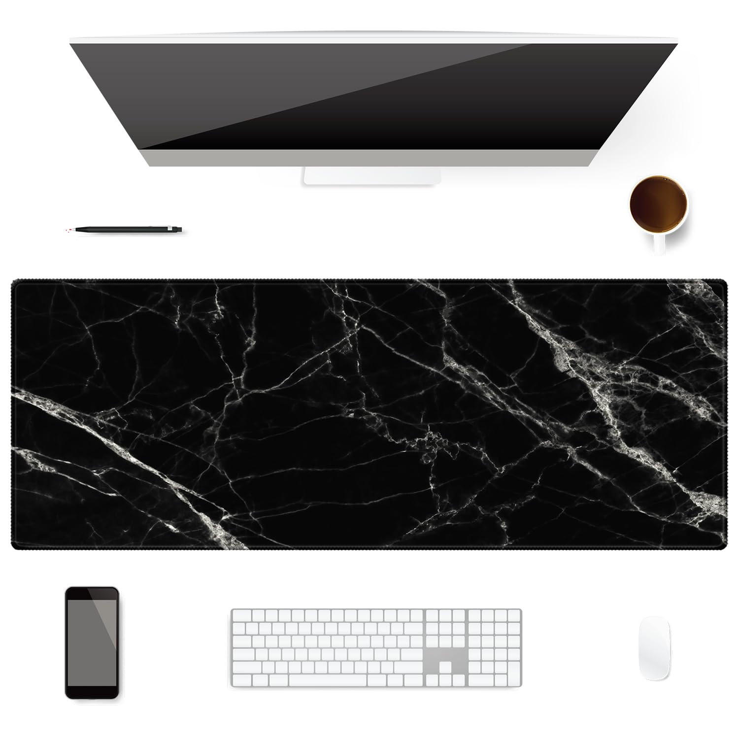 Extended Desk Mat (31.5x11.8 inch 3mm Thick), iDonzon Soft Cute Extra Large XXL Waterproof Gaming Mouse Pad with Non-Slip Rubber Base & Stitched Edges, for Working/Game, Garden Flowers