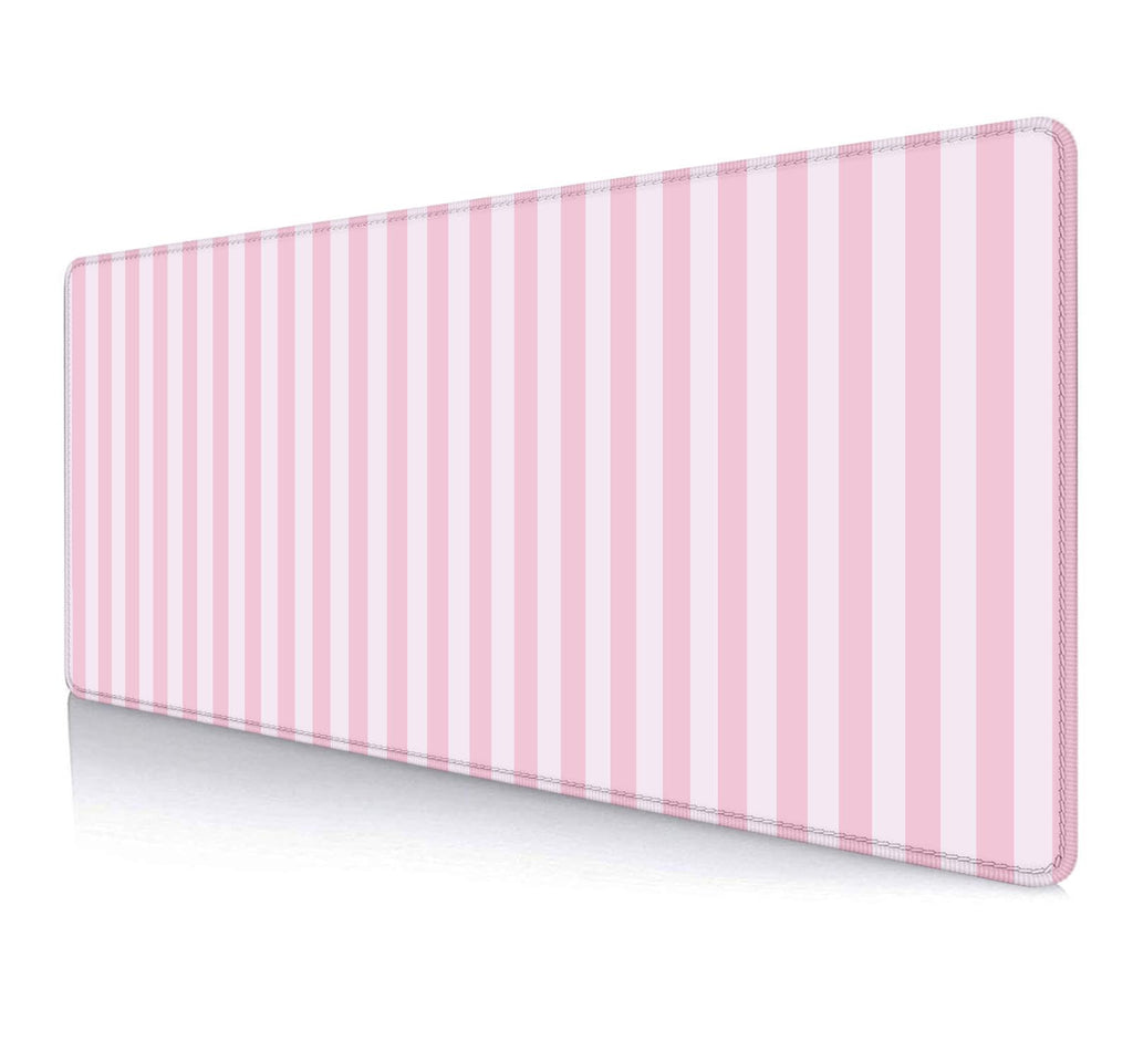 Large Mouse Pad Mousepad, Pink Flowers in a Blue Desk Mats for Desktop, Watercolor Beautiful Floral Laptop Computer Desk Pad, Non-Slip Rubber Base Desktop Mat, 31.5 x 11.8 inches