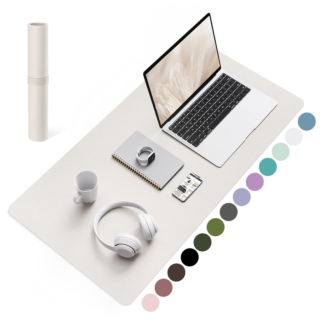 YSAGi Non-Slip Leather Desk Pad, Waterproof Laptop Computer Desk Keyboard Mat, Table Protector Blotter Mat, Large Mouse Pad for Office/Work/Home/Decor(Olive Green, 31.5" x 15.7")