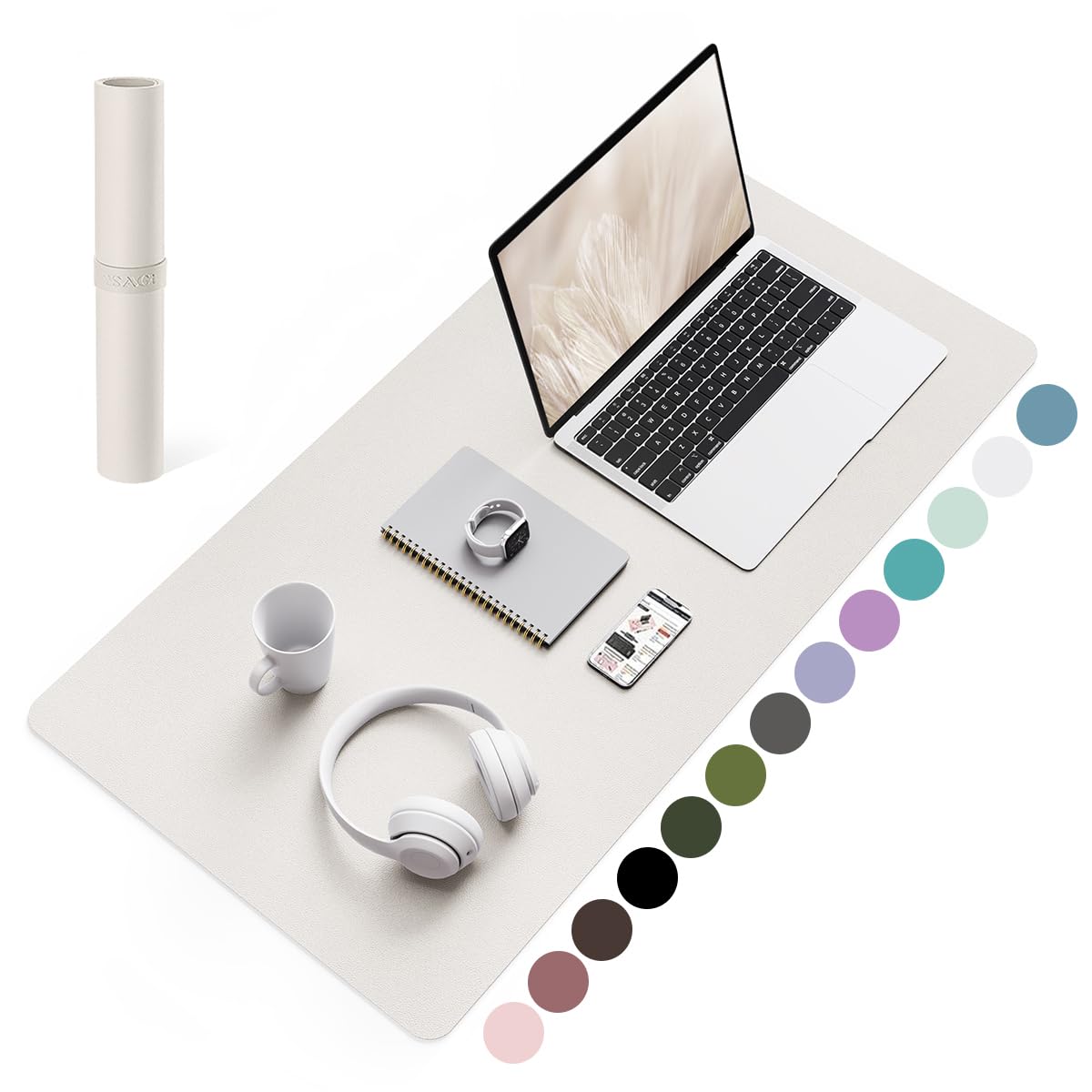 YSAGi Non-Slip Leather Desk Pad, Waterproof Laptop Computer Desk Keyboard Mat, Table Protector Blotter Mat, Large Mouse Pad for Office/Work/Home/Decor(Olive Green, 31.5" x 15.7")