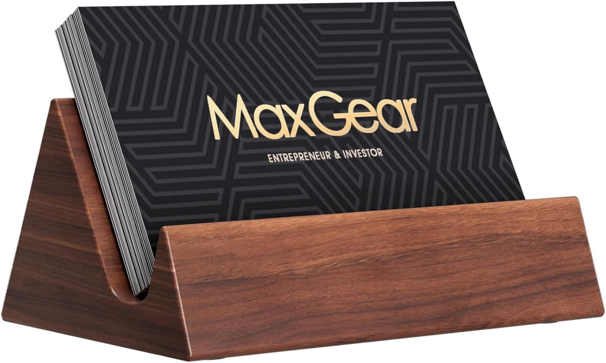 MaxGear Walnut Wood Business Card Holder