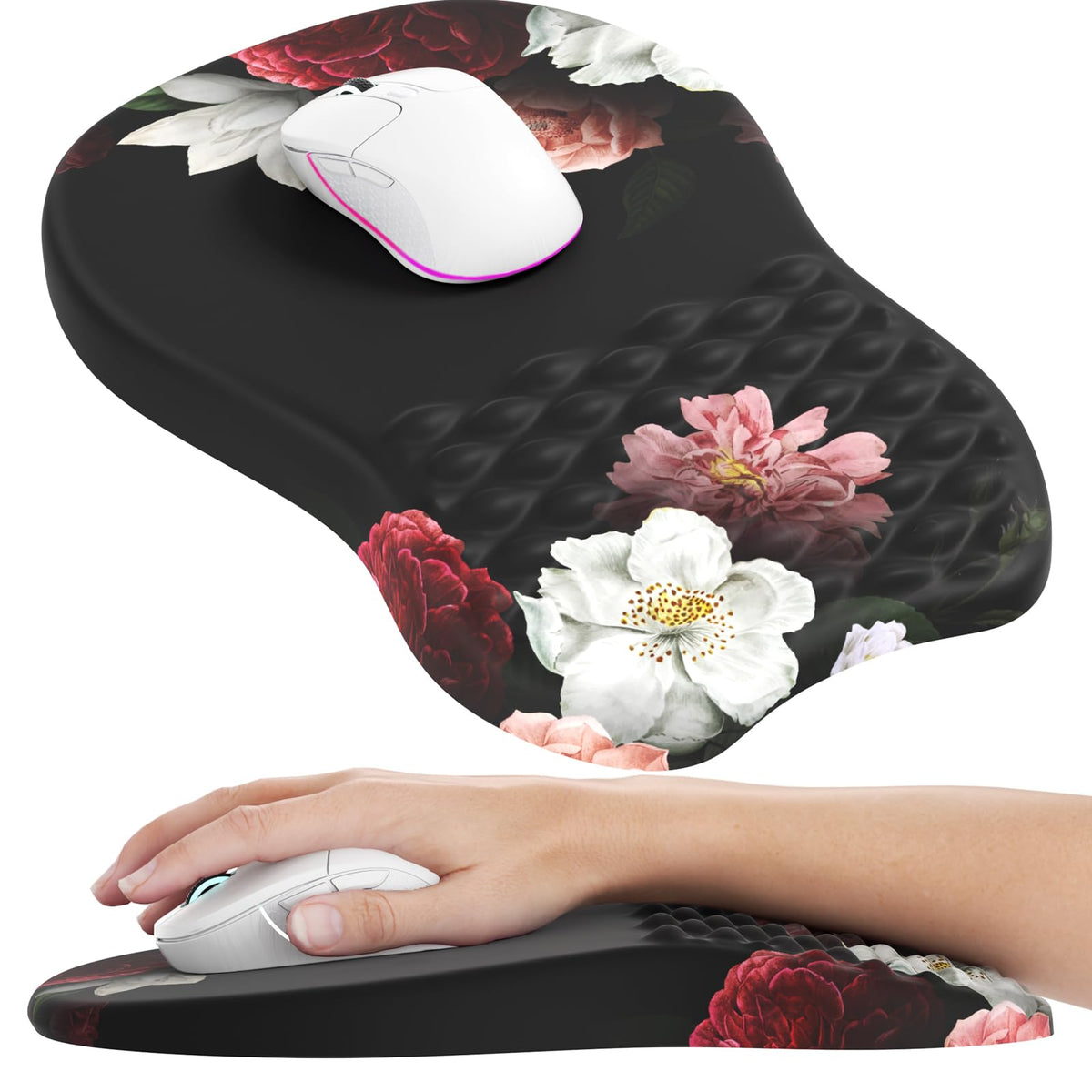 MROCO Ergonomic Mouse Pad with Wrist Support, Memory Foam Wrist Rest, Black