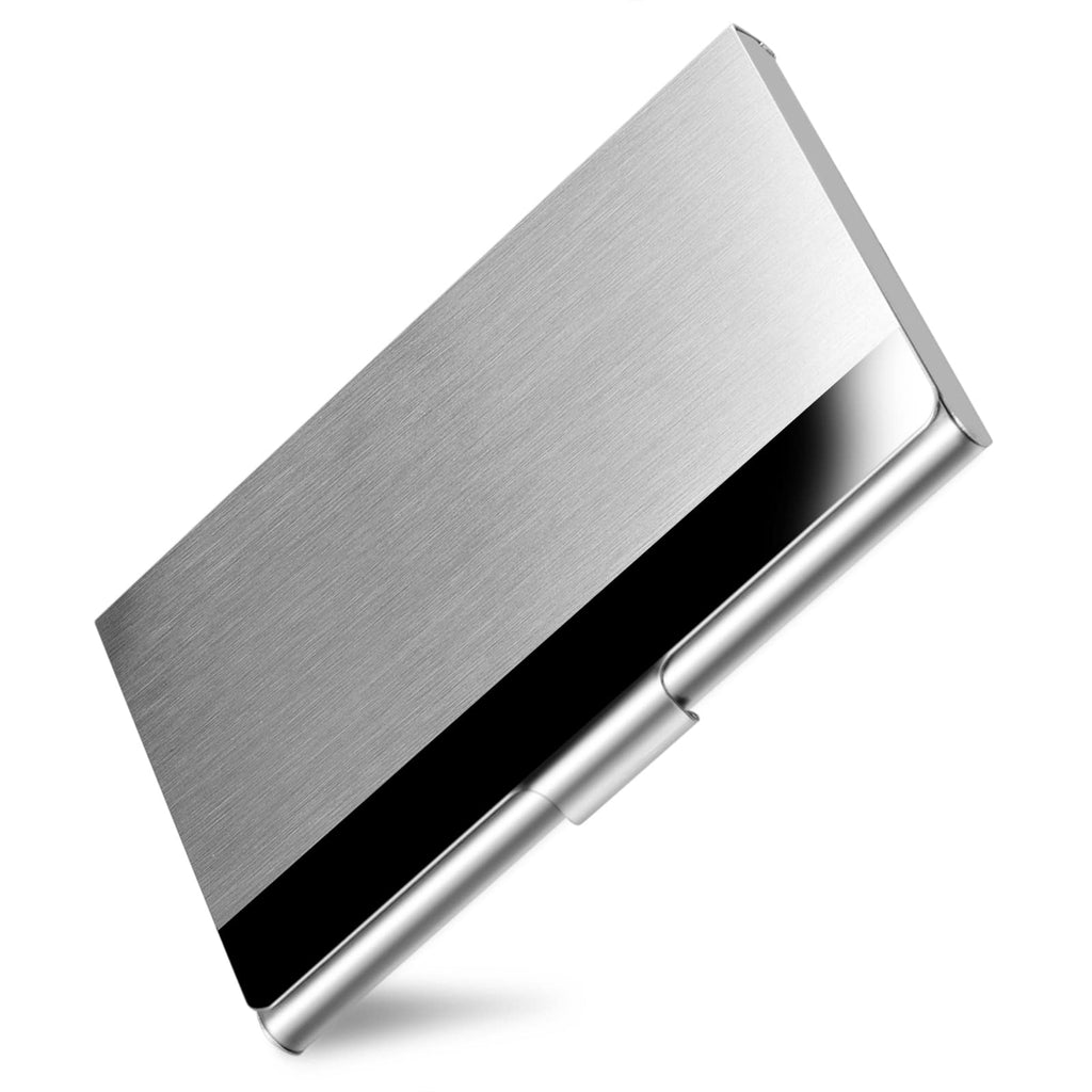 Slim Business Card Case for Men & Women, Pocket Metal Case, Professional Stainless Steel Business Card Holders, Purse Name Card Holder, Buckle Style Shut, Black