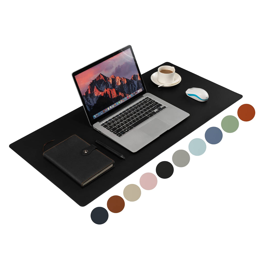 Leather Desk Pad Blotter,Wolaile 36x17 inch Big Keyboard Mouse Pad,Waterproof Non-Slip Writing Desk Computer Mat Desktop Protector for Office Home,Ivory White