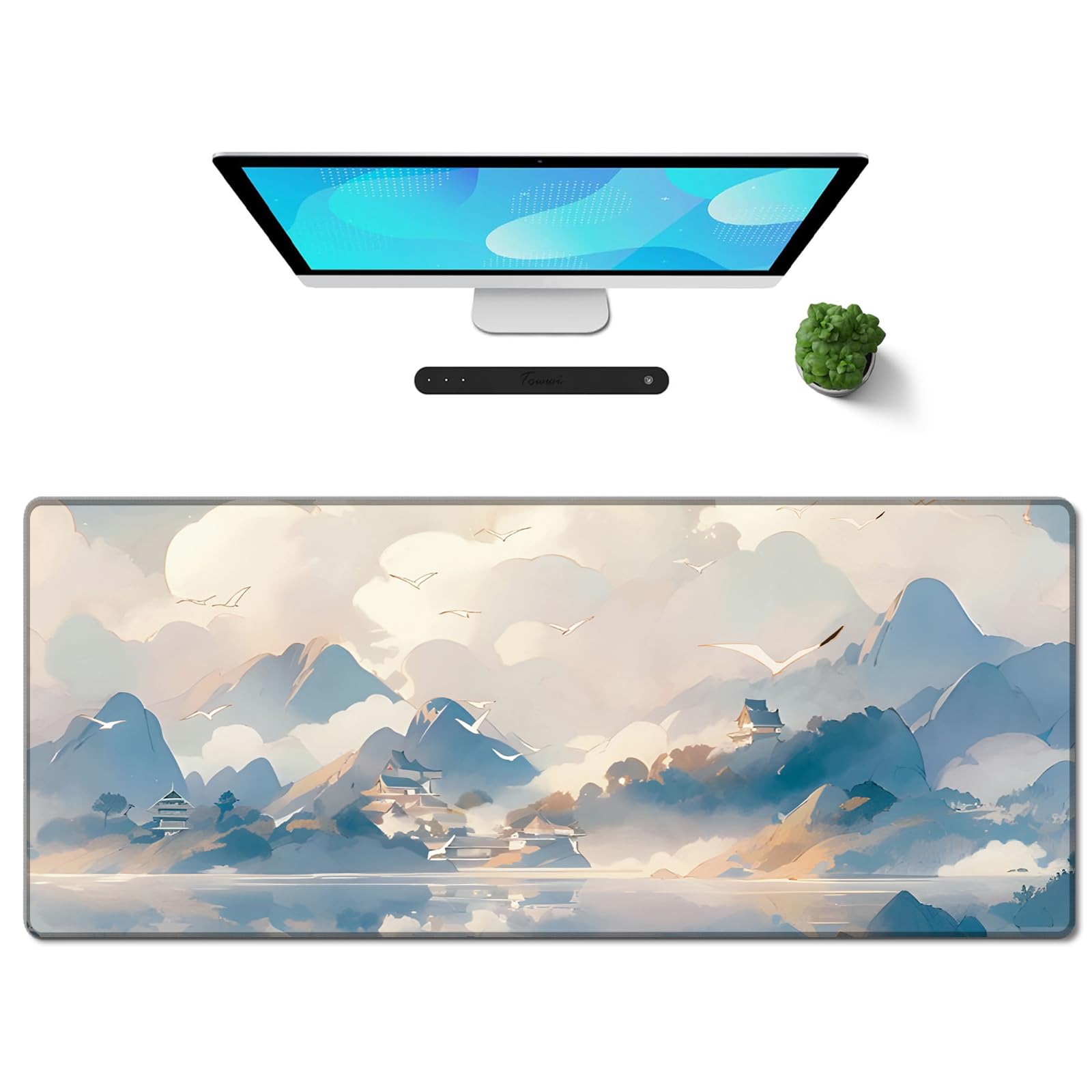 Galdas Mouse Pad For Gaming,Forest Background Pattern XXL XL Large Mouse Mat Long Extended MousePad Desk Mat Non-Slip Rubber Mice Pads Stitched Edges Thin (31.5 x 11.8 x 0.12 Inches) Tree
