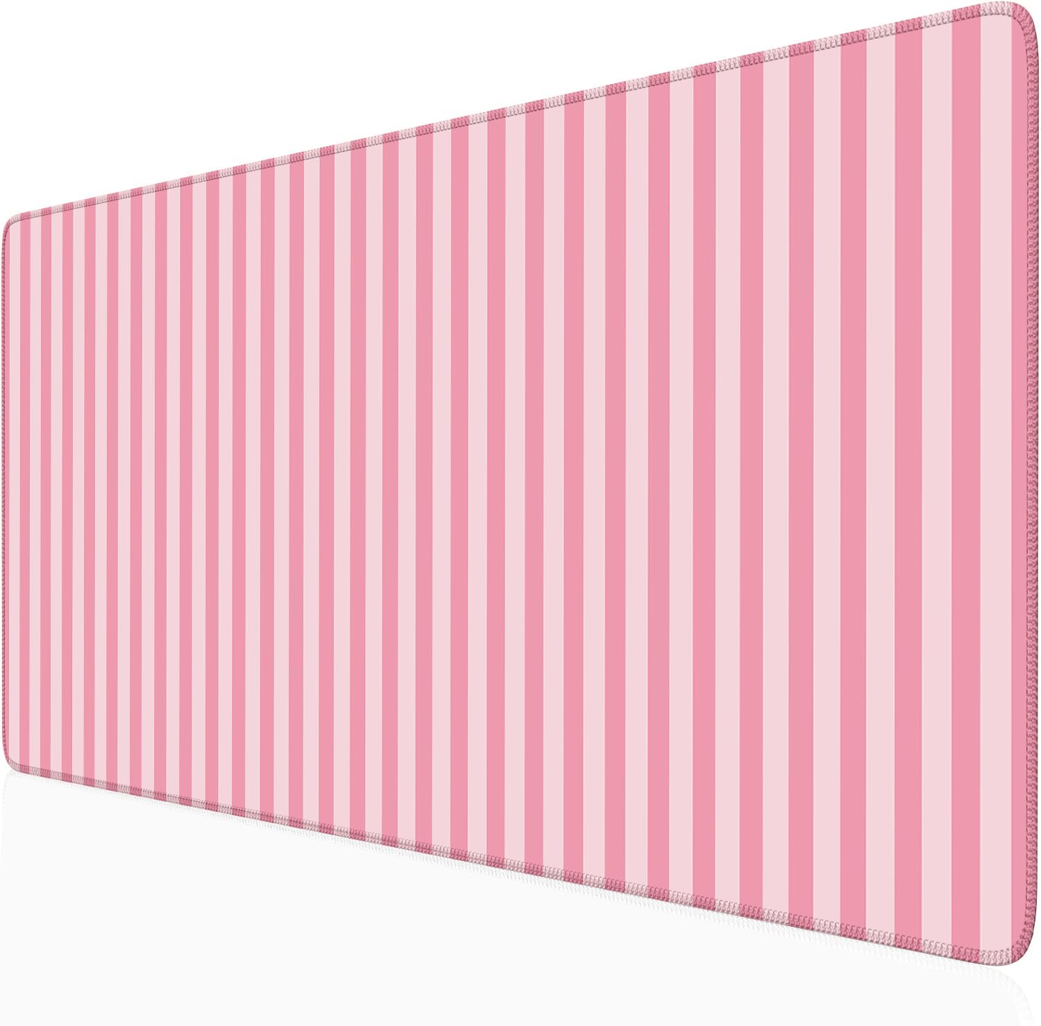 Light Pink Striped Desk Mat Cute Pastel XXL Large Gaming Mouse Pad Desk Pad Kawaii Cozy Aesthetic Keyboard Laptop Computer Mat Home Office Decor for Women
