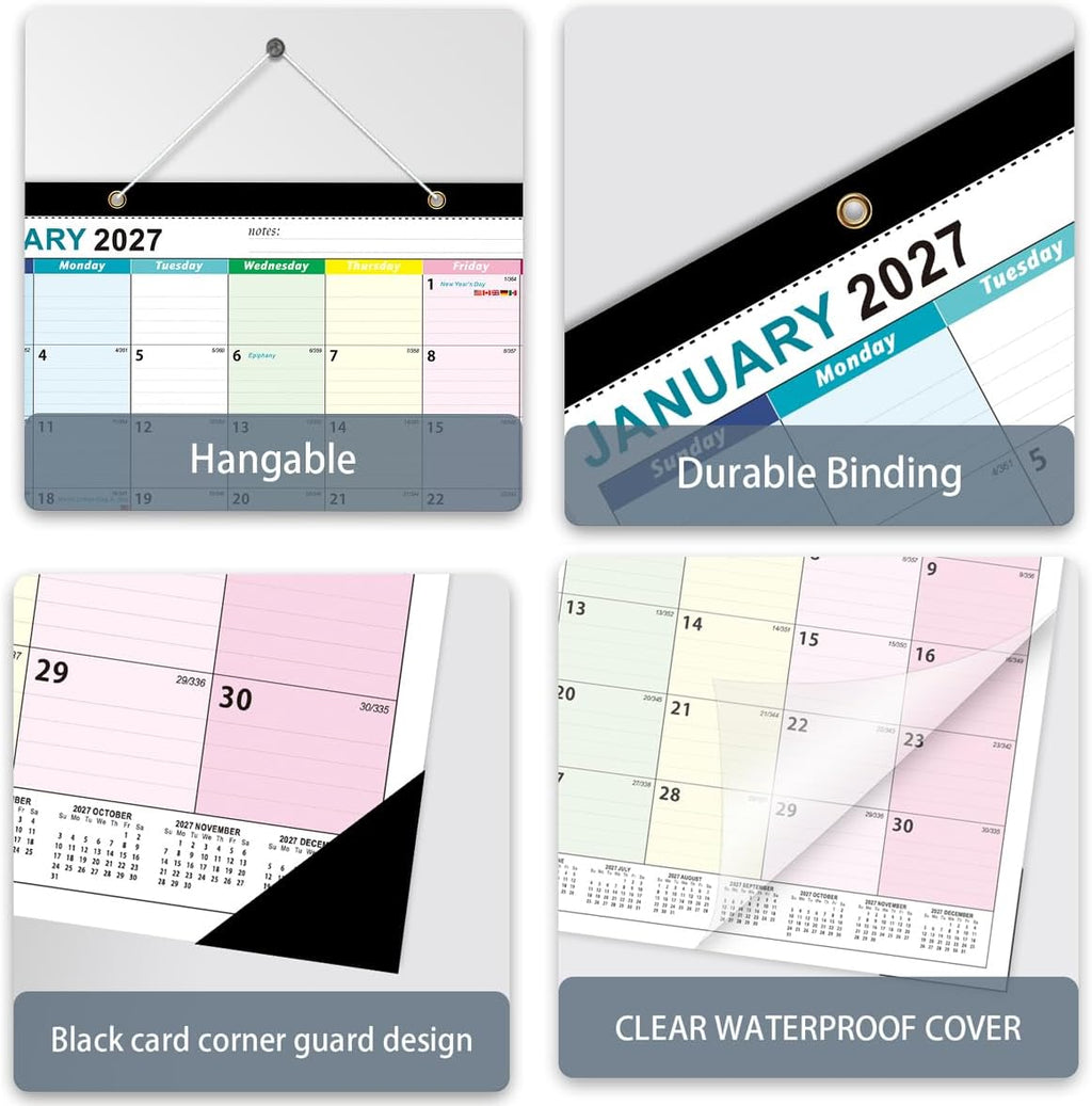 Desk Calendar 2026-2027 17x12in Large Monthly Planner Office Home School
