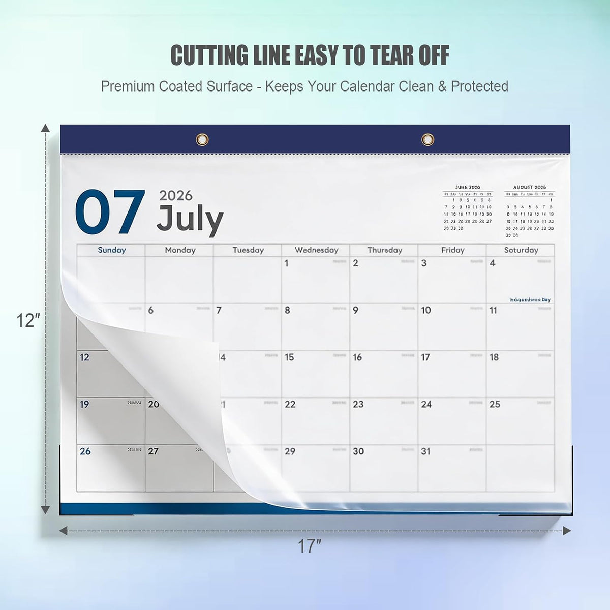 COMIX Desk Calendar 2026-2027, 17" x 12" Monthly Desktop Planner Pad with Frosted Cover, 18 Months July 2026 to December 2027, Thick 120 GSM Paper for Office School Home