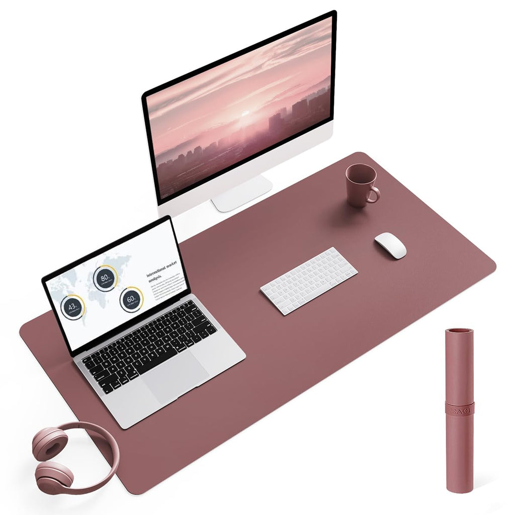 YSAGi Non-Slip Leather Desk Pad, Waterproof Laptop Computer Desk Keyboard Mat, Table Protector Blotter Mat, Large Mouse Pad for Office/Work/Home/Decor(Olive Green, 31.5" x 15.7")