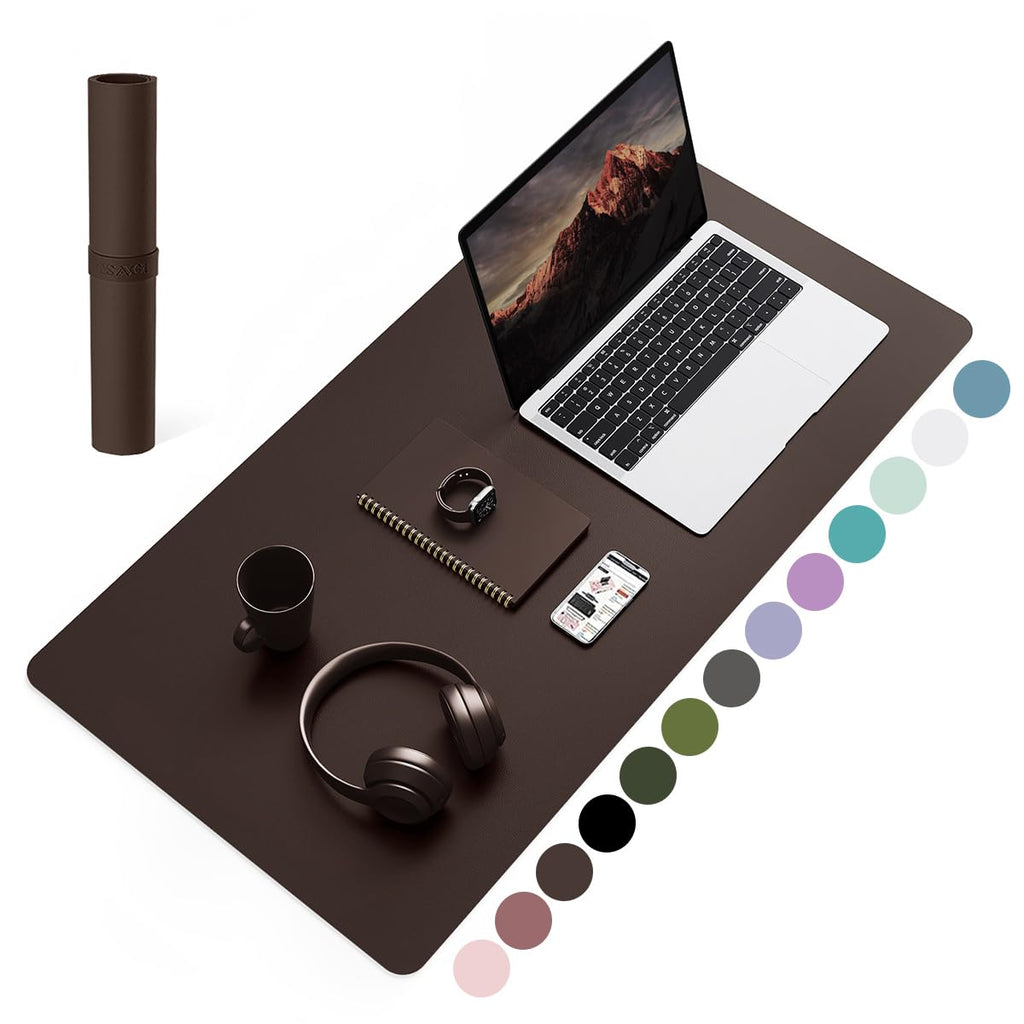 YSAGi Non-Slip Leather Desk Pad, Waterproof Laptop Computer Desk Keyboard Mat, Table Protector Blotter Mat, Large Mouse Pad for Office/Work/Home/Decor(Olive Green, 31.5" x 15.7")
