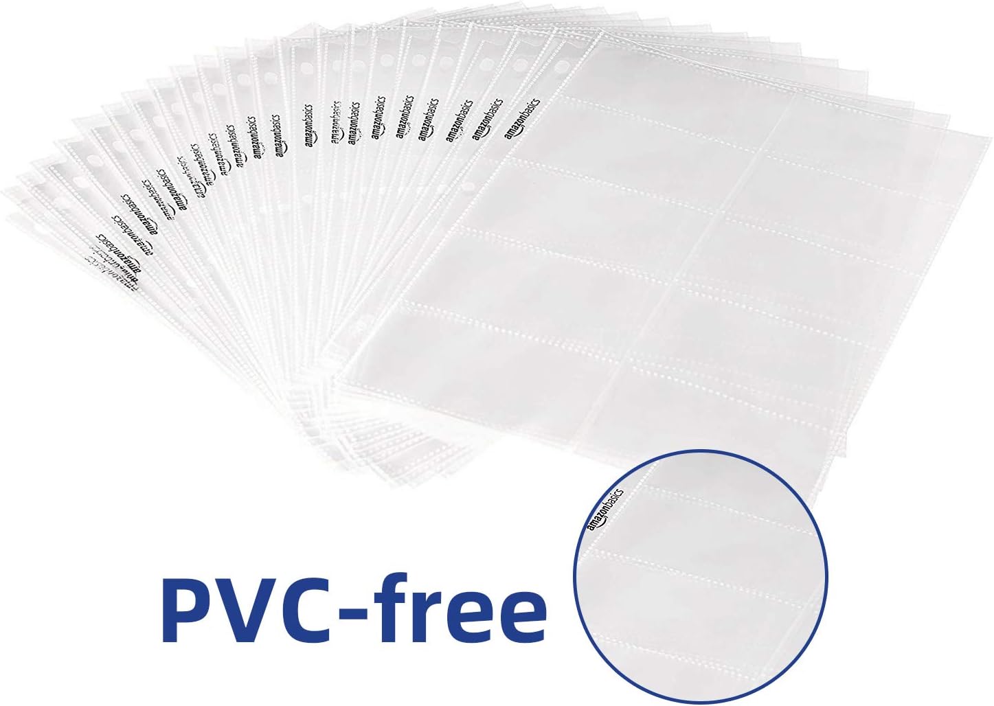 Amazon Basics Plastic Business Card Organizer Sleeves for 3-Ring Binder, Transparent Card Holder, 8.5 x 11 inches, 25-Pack
