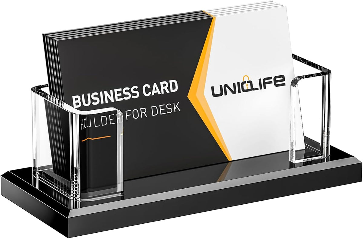 Uniclife Acrylic Business Card Holder for Desk 1 Slot, 60 Card Capacity