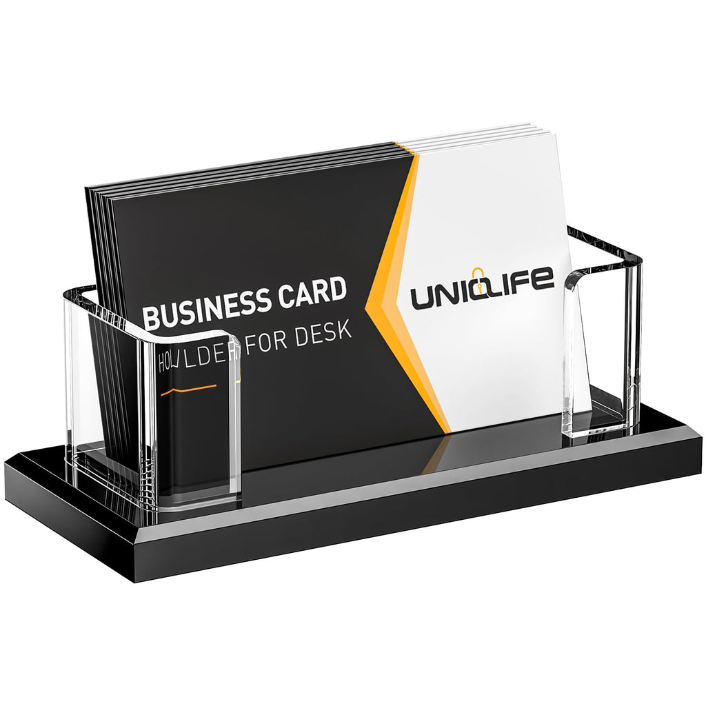 Uniclife Acrylic Business Card Holder for Desk 1 Slot, 60 Card Capacity