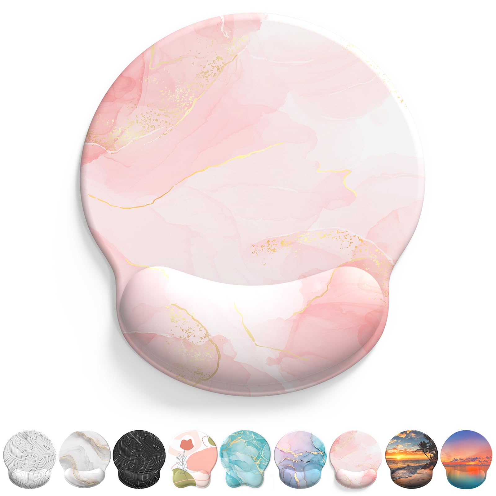 eulps Mouse Pad with Wrist Rest, Comfortable Computer Mousepad with Gel Wrist Support Smooth Surface and Non-Slip PU Base for Pain Relief, Laptop, Office & Home (Rose)