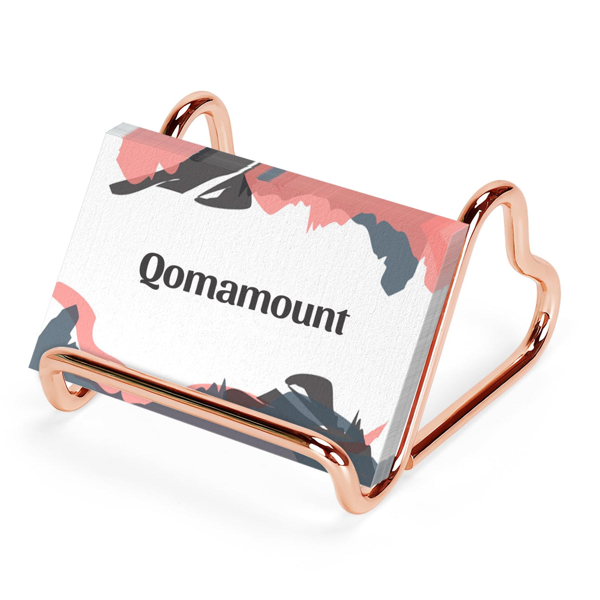 Qomamount Business Card Holder,Cute Heart-Shaped Metal Card Display Stand,Vertical Desktop Name Card Organizer,Small Phone Stand & Photo Holder for Office,Wedding,Reception,Exhibition(Rose gold)