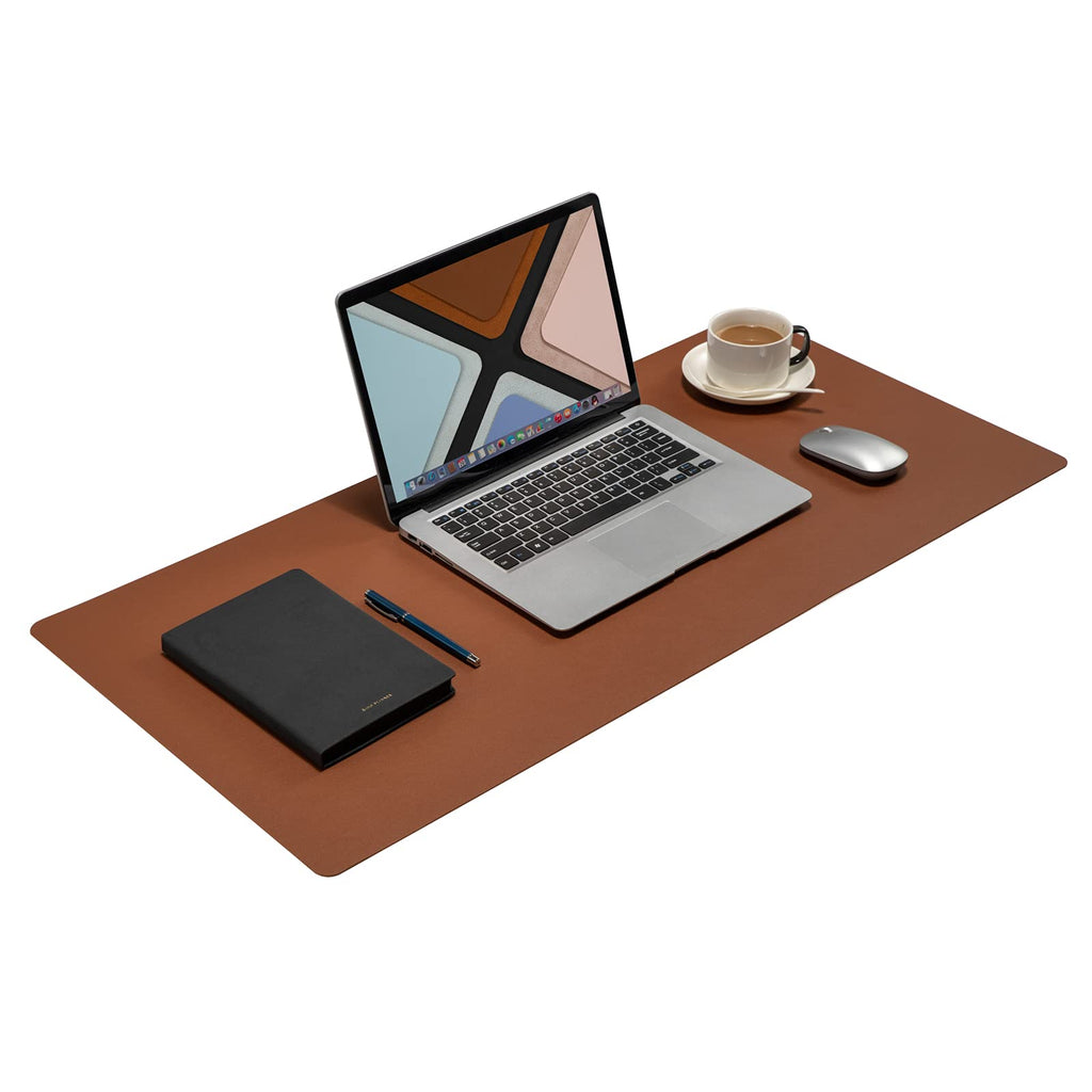 Leather Desk Pad Blotter,Wolaile 36x17 inch Big Keyboard Mouse Pad,Waterproof Non-Slip Writing Desk Computer Mat Desktop Protector for Office Home,Ivory White