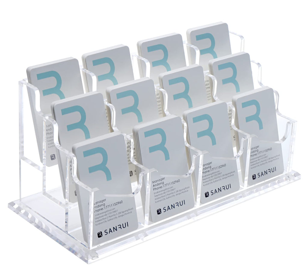 SANRUI Acrylic Business Card Holder for Desk, Clear Vertical Card Organizer