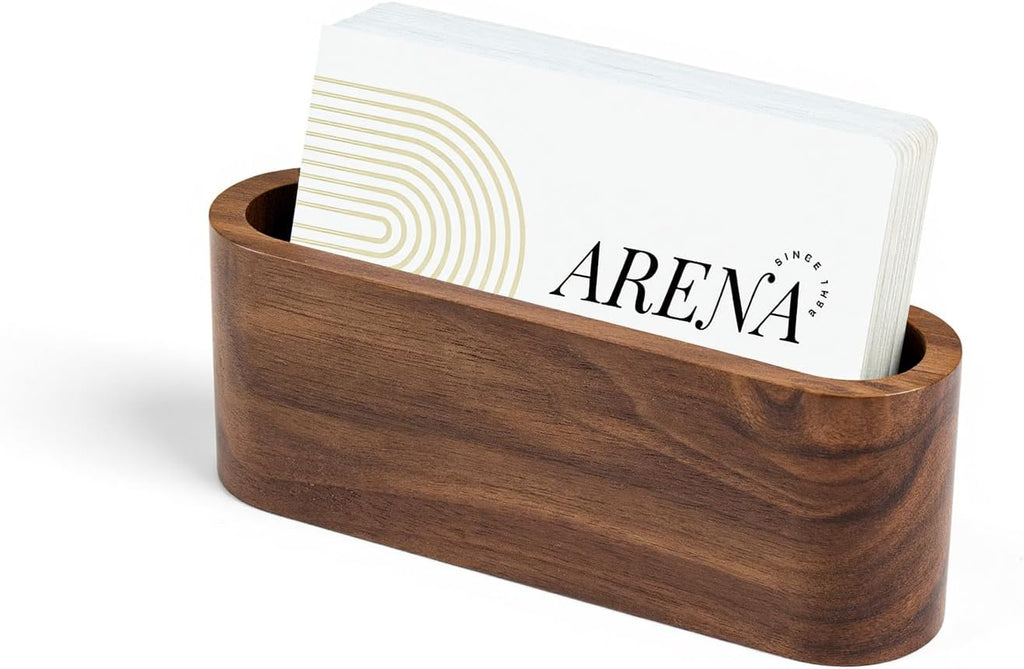 Business Card Holder for Desk, Minimalist Office Wooden Organizer