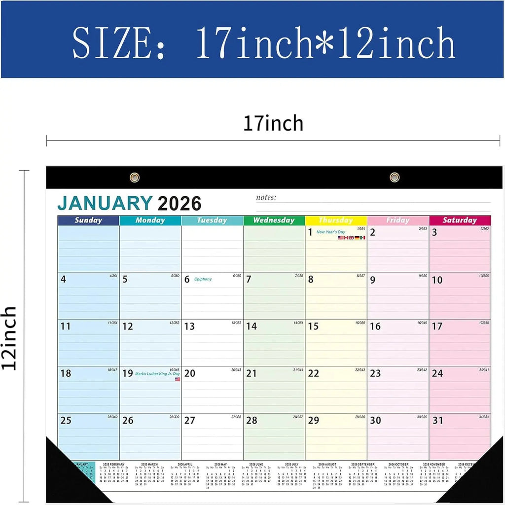 Desk Calendars 2026,18 Monthly Wall Calendar 2026-2027 Covers January 2026 to June 2027,Large 17" x 12" Desktop Planner with Corner Protectors, for Office School &