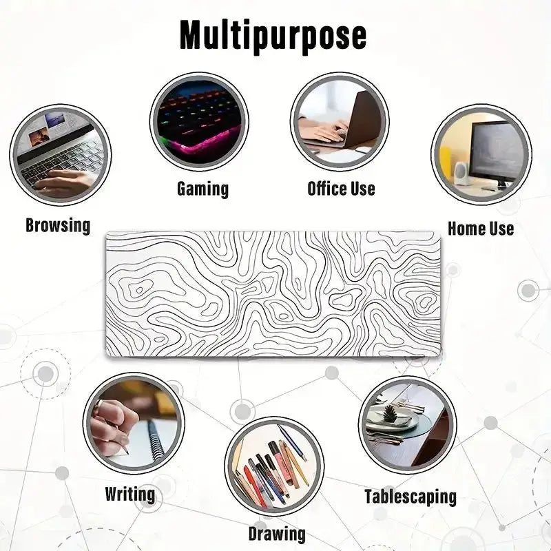 Abstract Topographic Map Gaming Mouse Pad Large Desk Mat XL Keyboard Mousepad 31.5*15.75 in