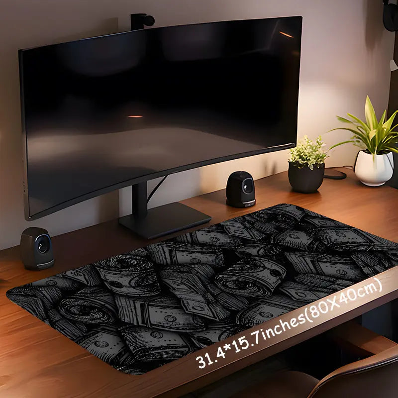 Money Pattern Desk Mat, Large Gaming Mouse Pad, Aesthetic Desktop Protection Pad, Non-Slip Home Office Work Mat, Suitable for Laptop & Desktop Computer Games, Desktop Accessory, Office Desk Accessories, Mouse Pads for Desk